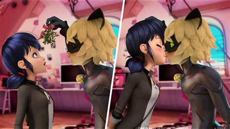 miraculous ladybug cat noir kissing|cat noir kisses marinette.